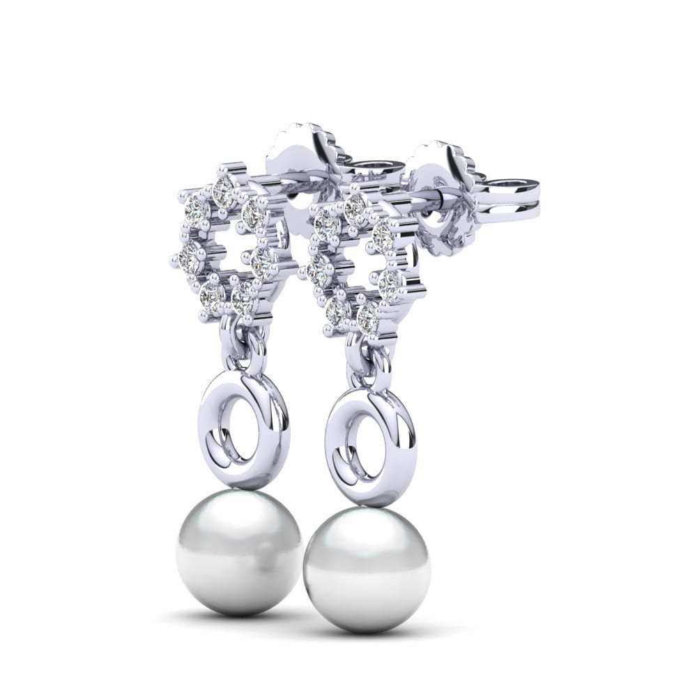 18ct White Gold White sapphire Women's Earring Kaydlin Ø6 mm