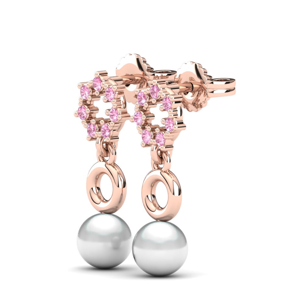 14k Oro Rosa Zafiro Rosado Pendiente de mujer Kaydlin Ø6 mm