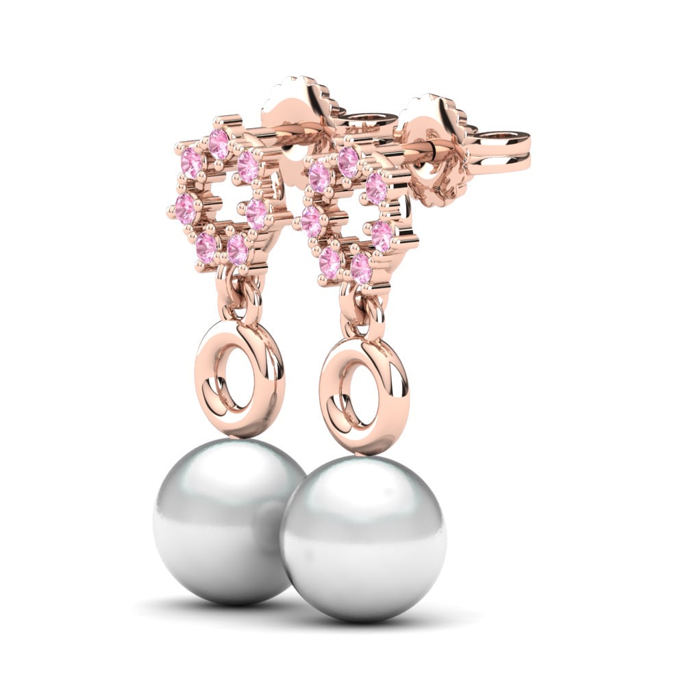 14k Oro Rosa Zafiro Rosado Pendiente de mujer Kaydlin Ø8 mm
