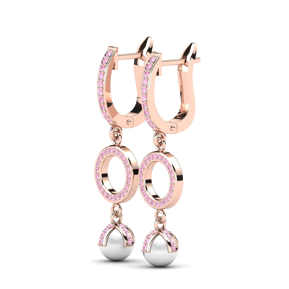 14k Oro Rosa Zafiro Rosado Pendiente de mujer Kanupriya Ø6 mm