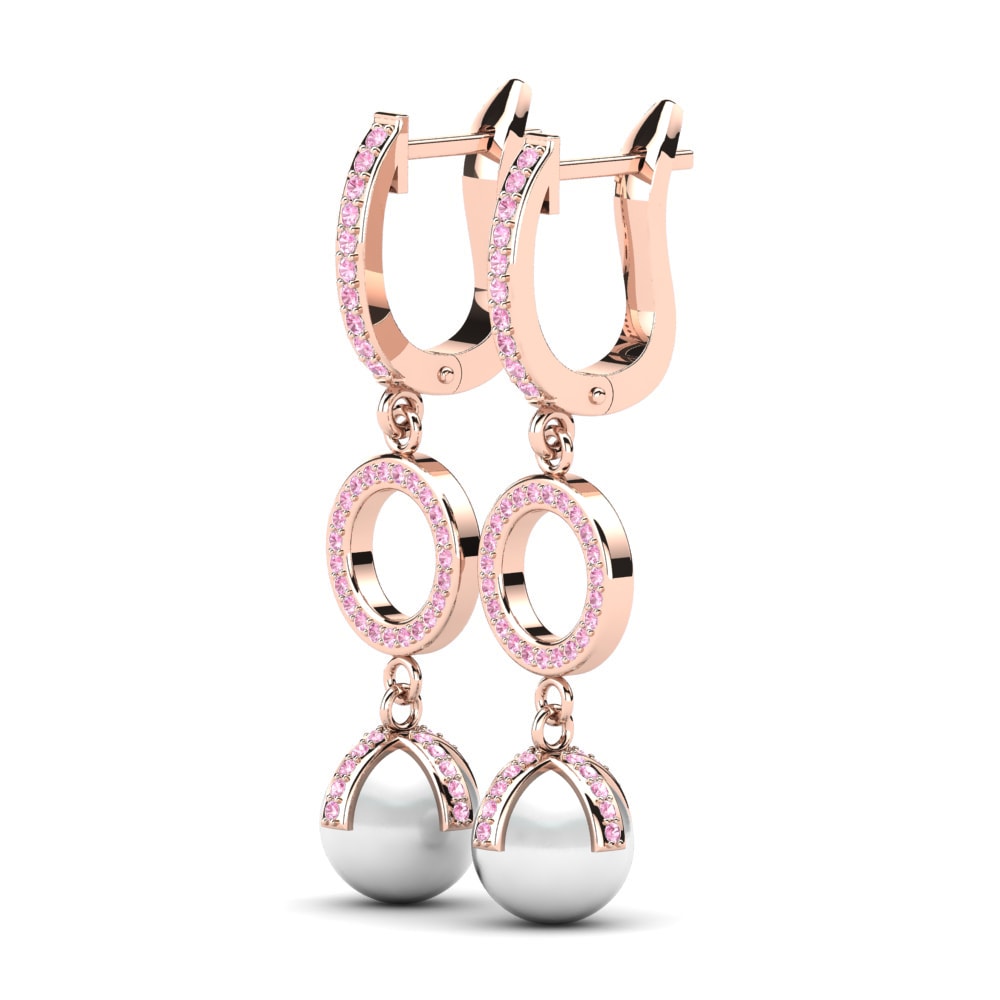 14k Oro Rosa Zafiro Rosado Pendiente de mujer Kanupriya Ø8 mm