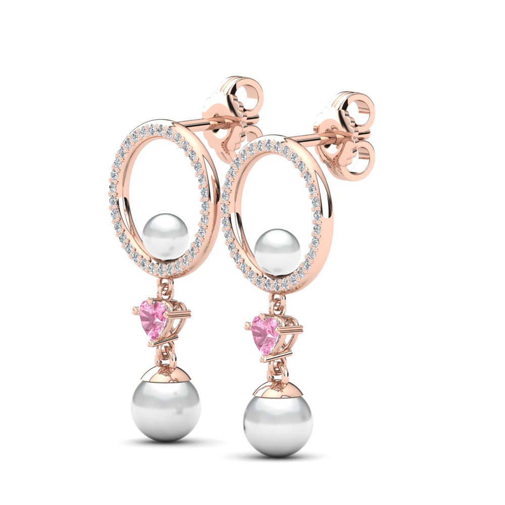 14k Oro Rosa Zafiro Rosado Pendiente de mujer Kanethia Ø6 mm