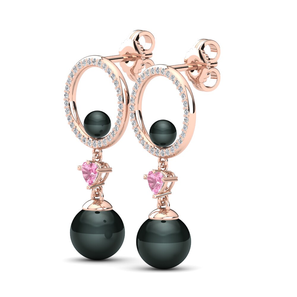 14k Oro Rosa Zafiro Rosado Pendiente de mujer Kanethia Ø8 mm