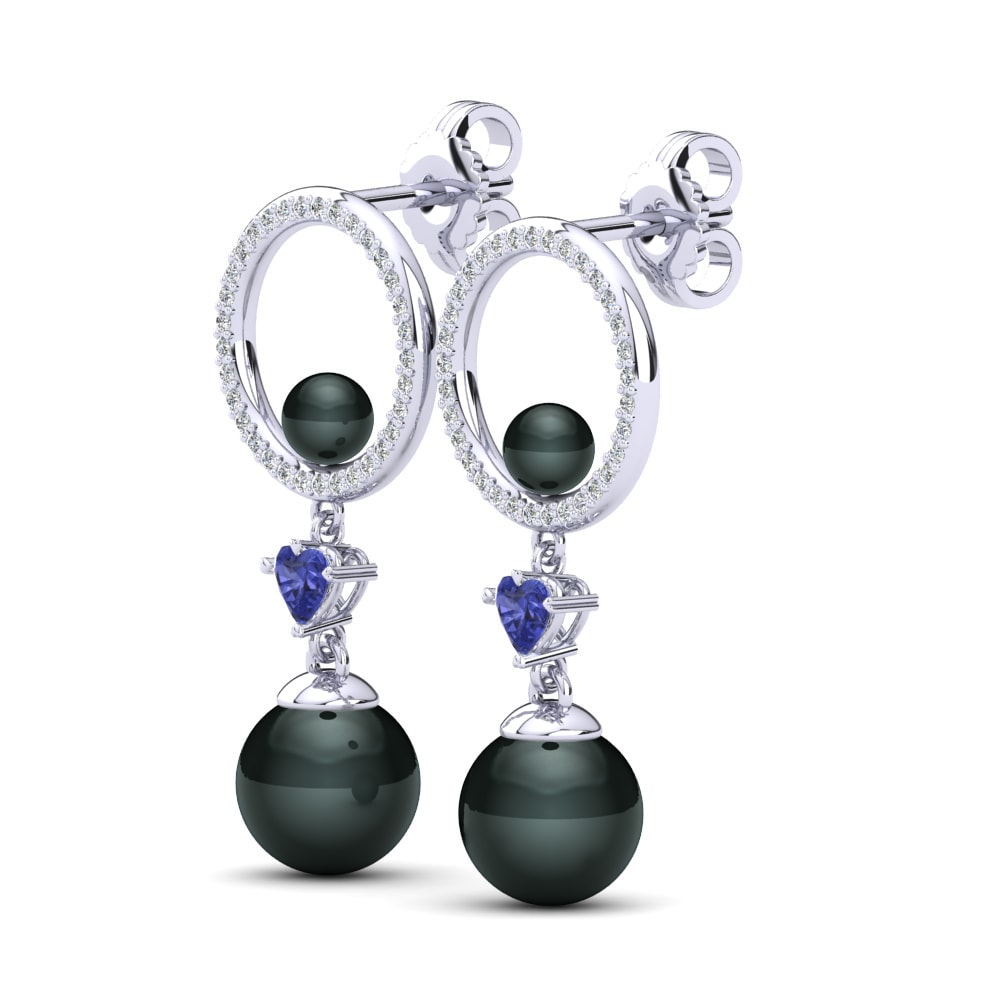 Plata 925 Tanzanita Pendiente de mujer Kanethia Ø8 mm