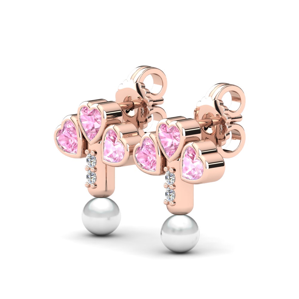 14k Oro Rosa Zafiro Rosado Pendiente de mujer Kandria Ø4 mm