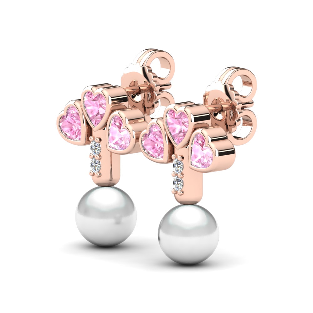 14k Oro Rosa Zafiro Rosado Pendiente de mujer Kandria Ø6 mm