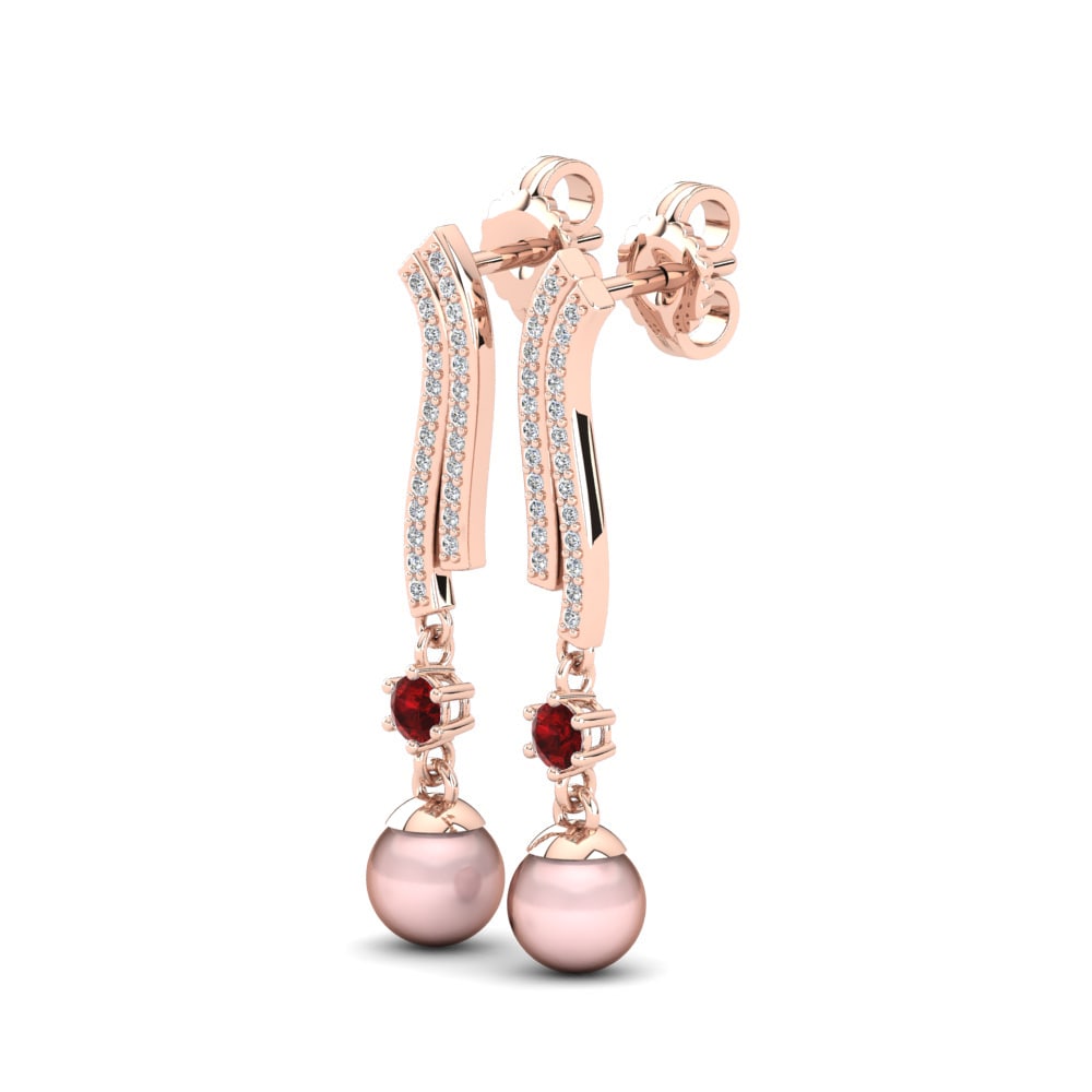 Red Zirconia Women's Earring Chanika Ø6 mm
