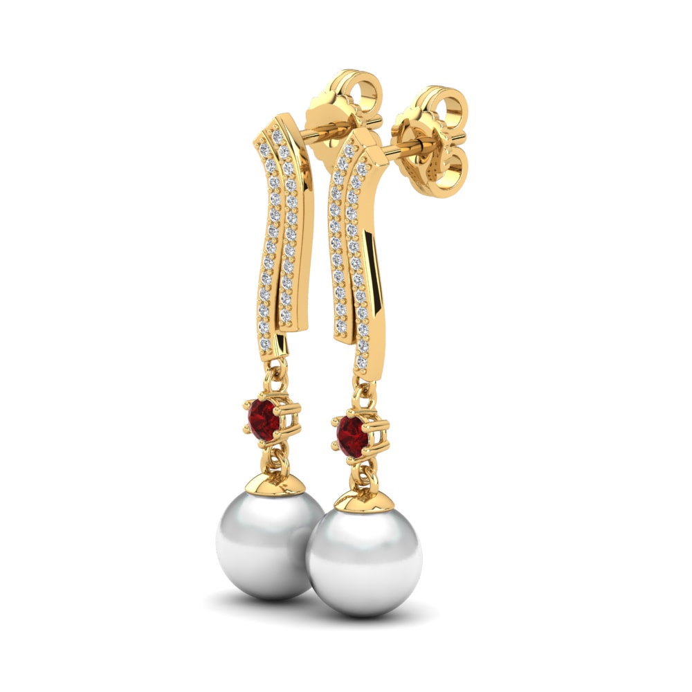 Red Zirconia Women's Earring Chanika Ø8 mm