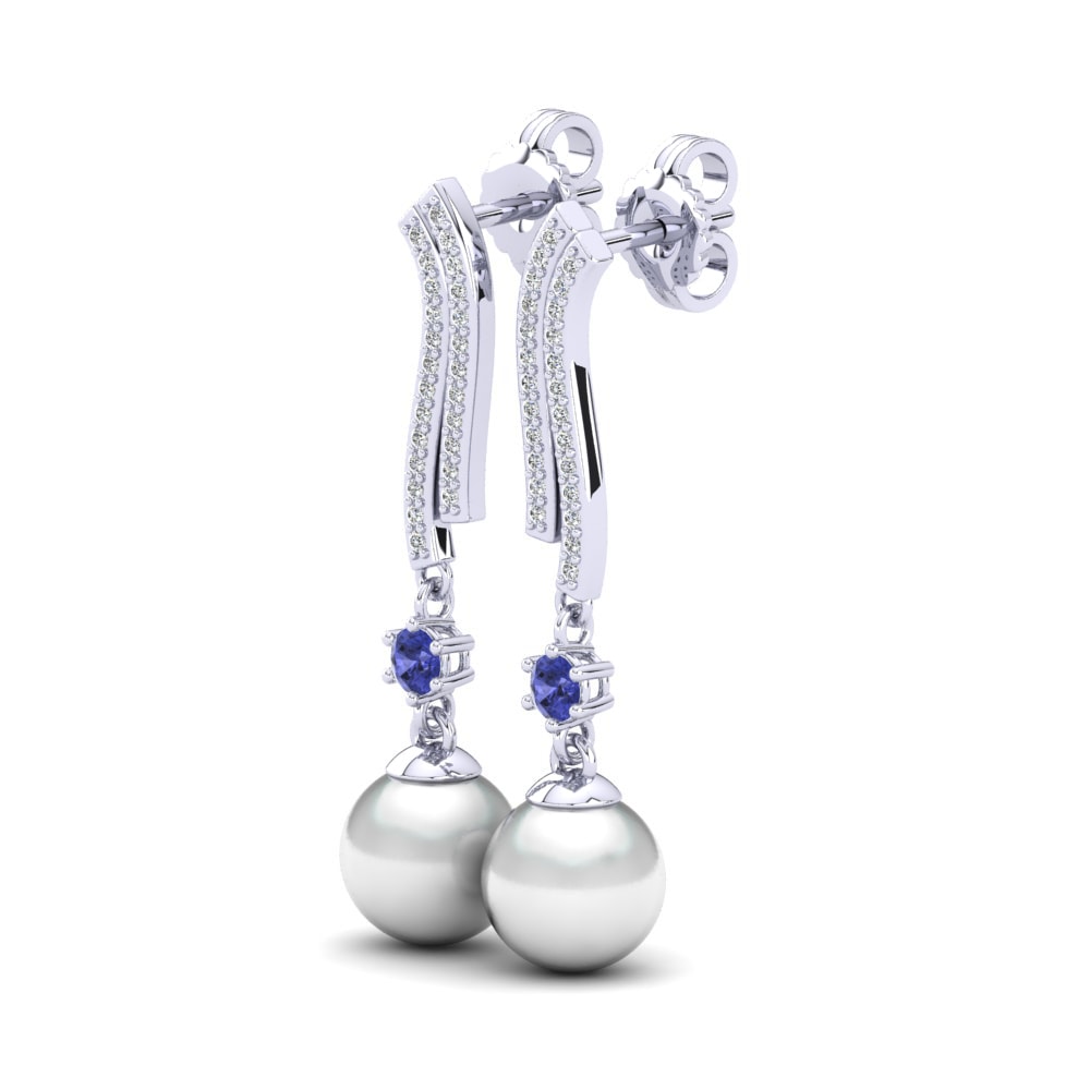Plata 925 Tanzanita Pendiente de mujer Chanika Ø8 mm