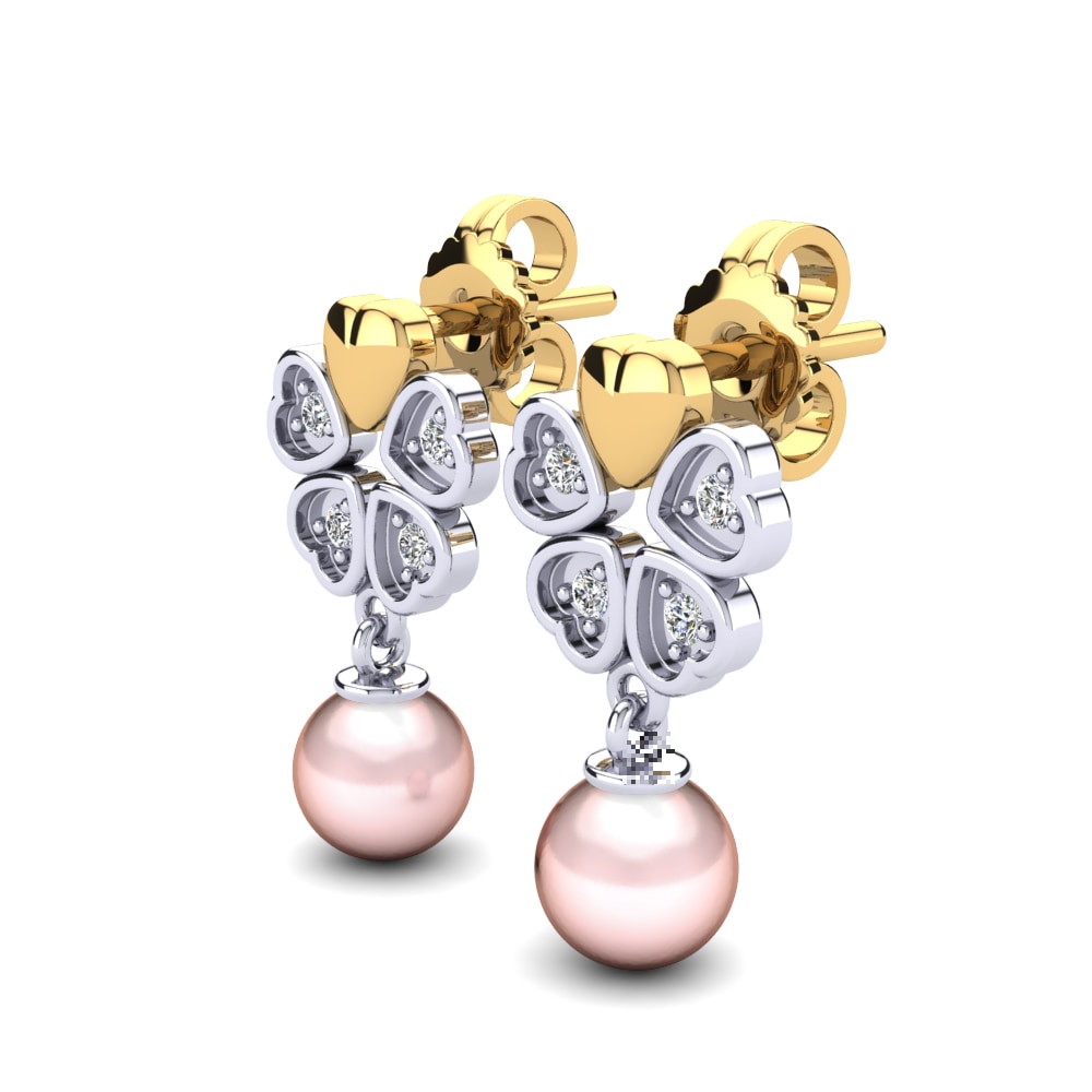 14k Oro Amarillo & Blanco Zafiro blanco Pendiente de mujer Zemira