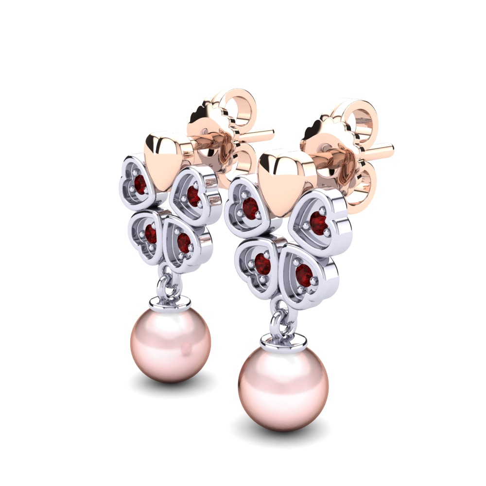 9k Oro Rosa & Blanco Rubí Pendiente de mujer Zemira