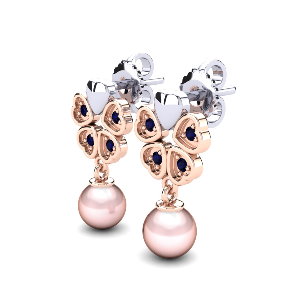 9ct White & Rose Gold Dark Blue Zirconia Women's Earring Zemira