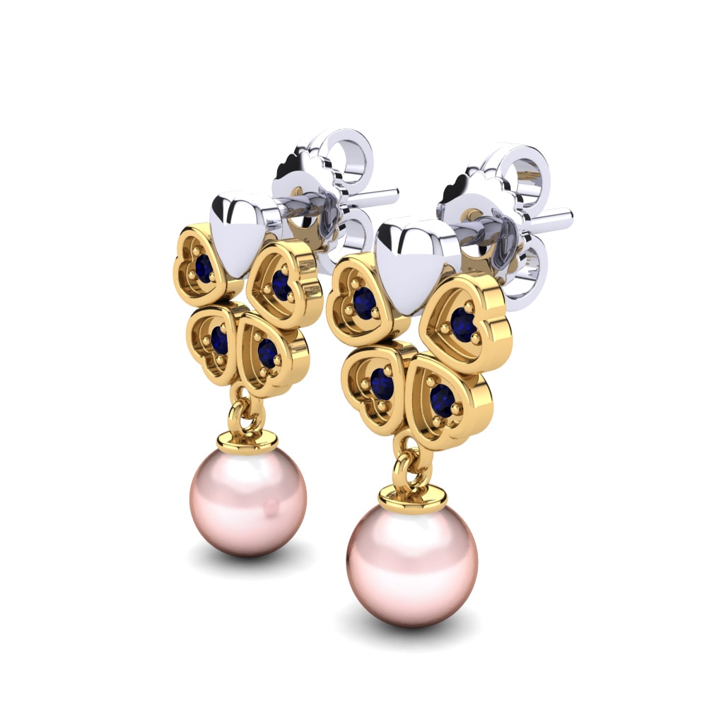 14ct White & Yellow Gold Sapphire Women's Earring Zemira