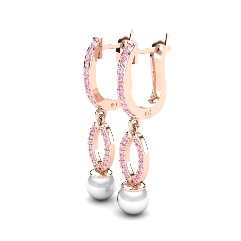14k Oro Rosa Zafiro Rosado Pendiente de mujer Masala