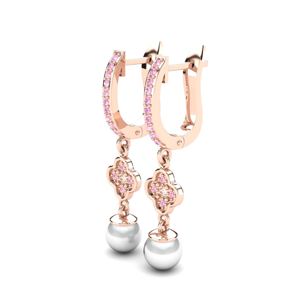 14k Oro Rosa Zafiro Rosado Pendiente de mujer Lekathia