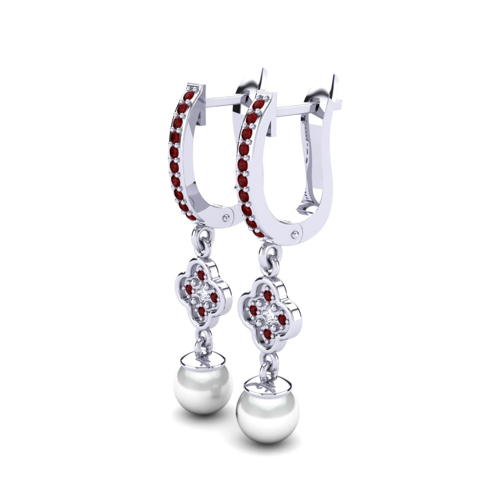 9ct White Gold Ruby Women's Earring Lekathia