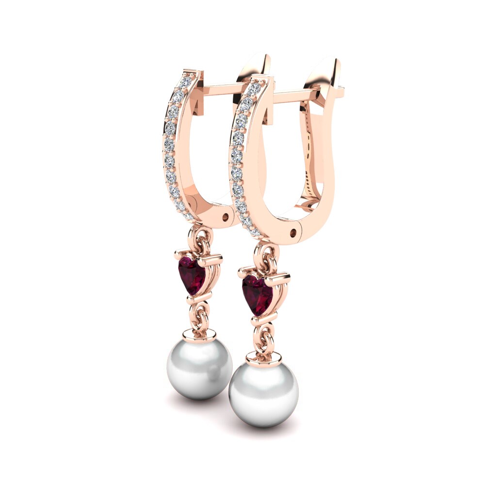 14k Oro Rosa Granate Rhodolite Pendiente de mujer Lametria