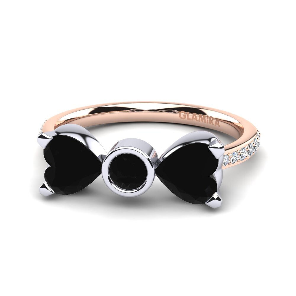 14ct Rose & White Gold Black Onyx Ring Paras