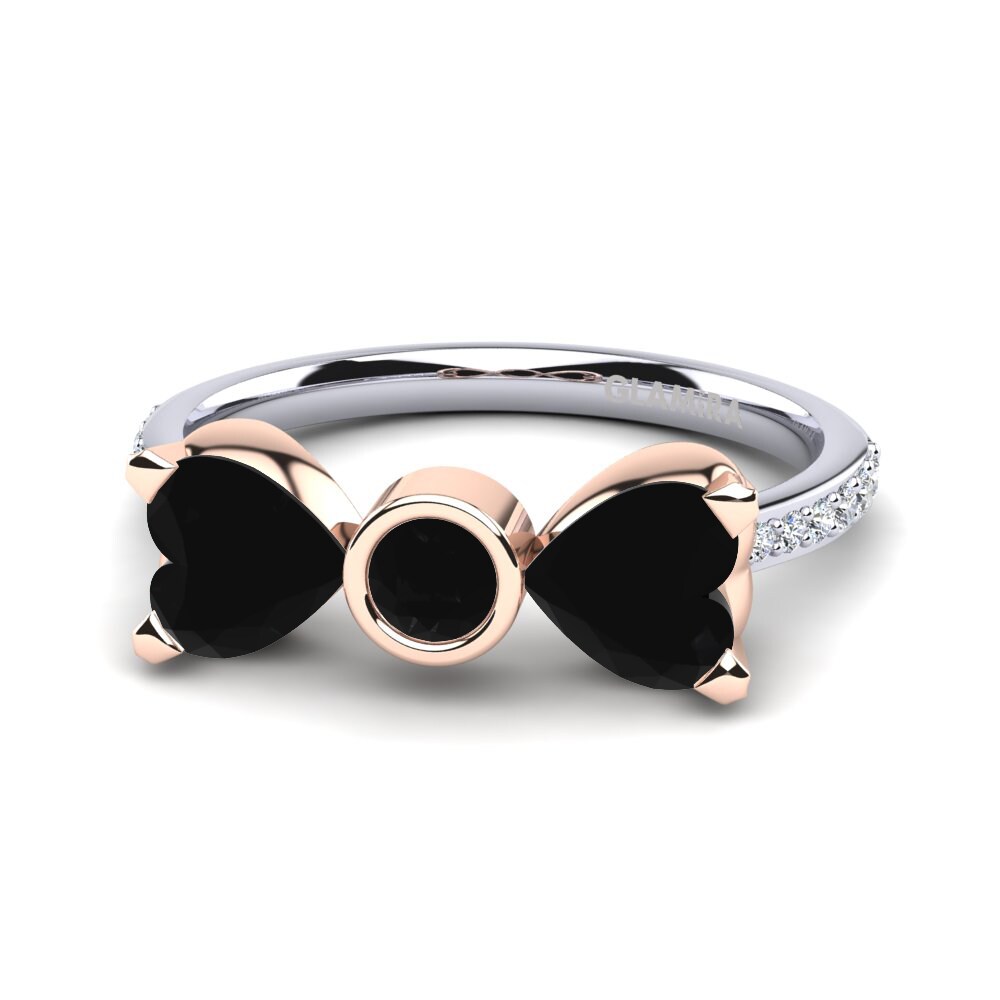 9ct White & Rose Gold Black Onyx Ring Paras