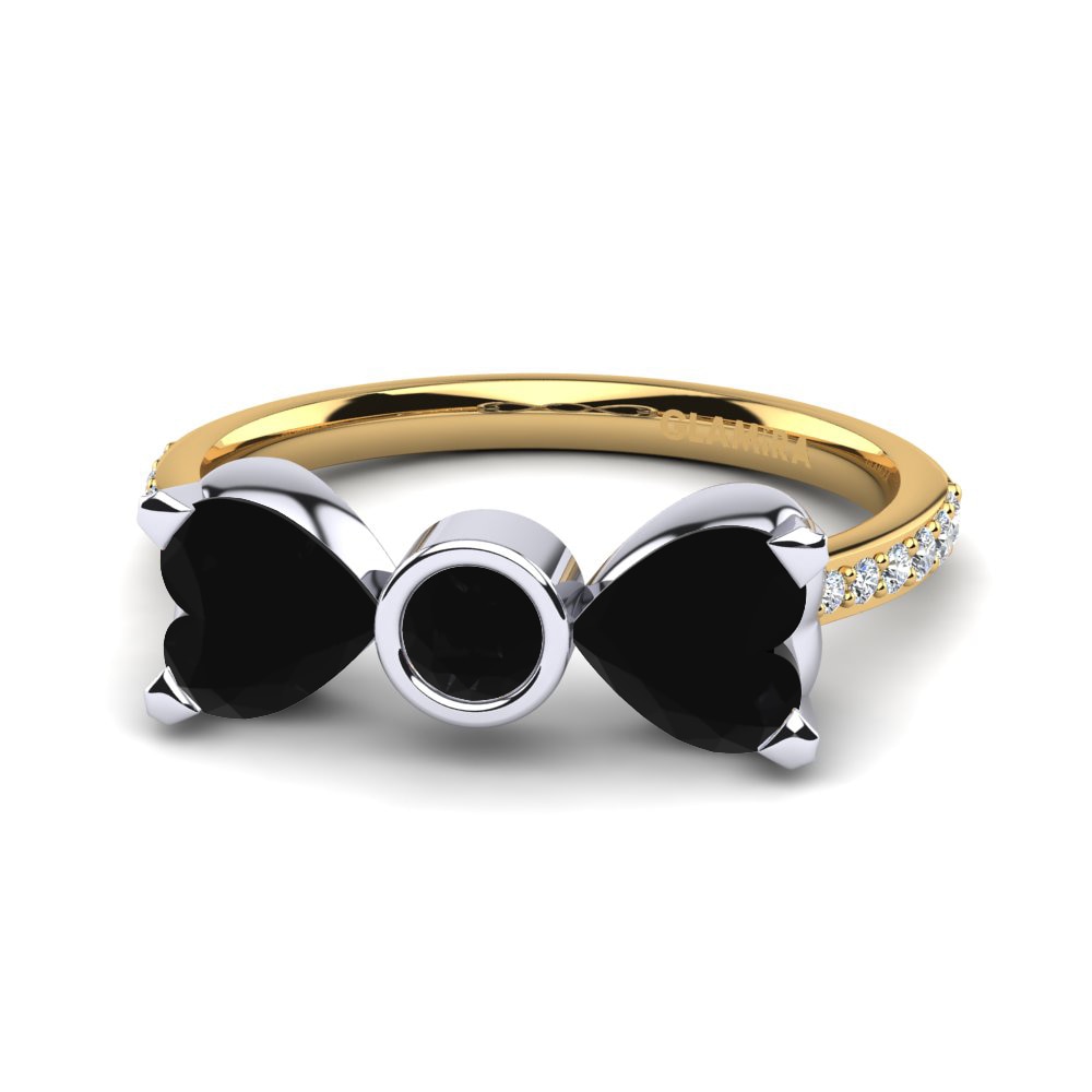 18ct Yellow & White Gold Black Diamond Ring Paras