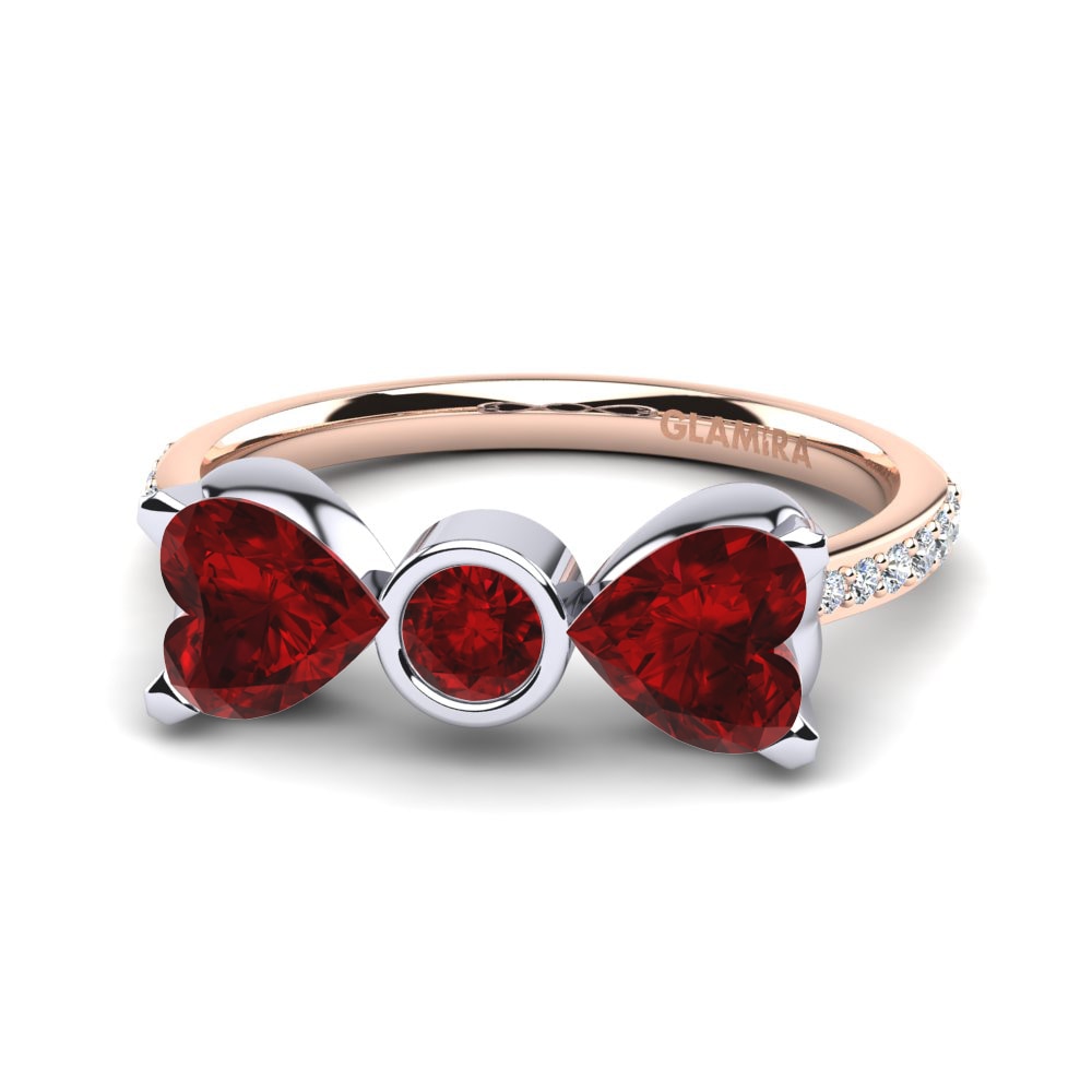 9ct Rose & White Gold Red Zirconia Ring Paras