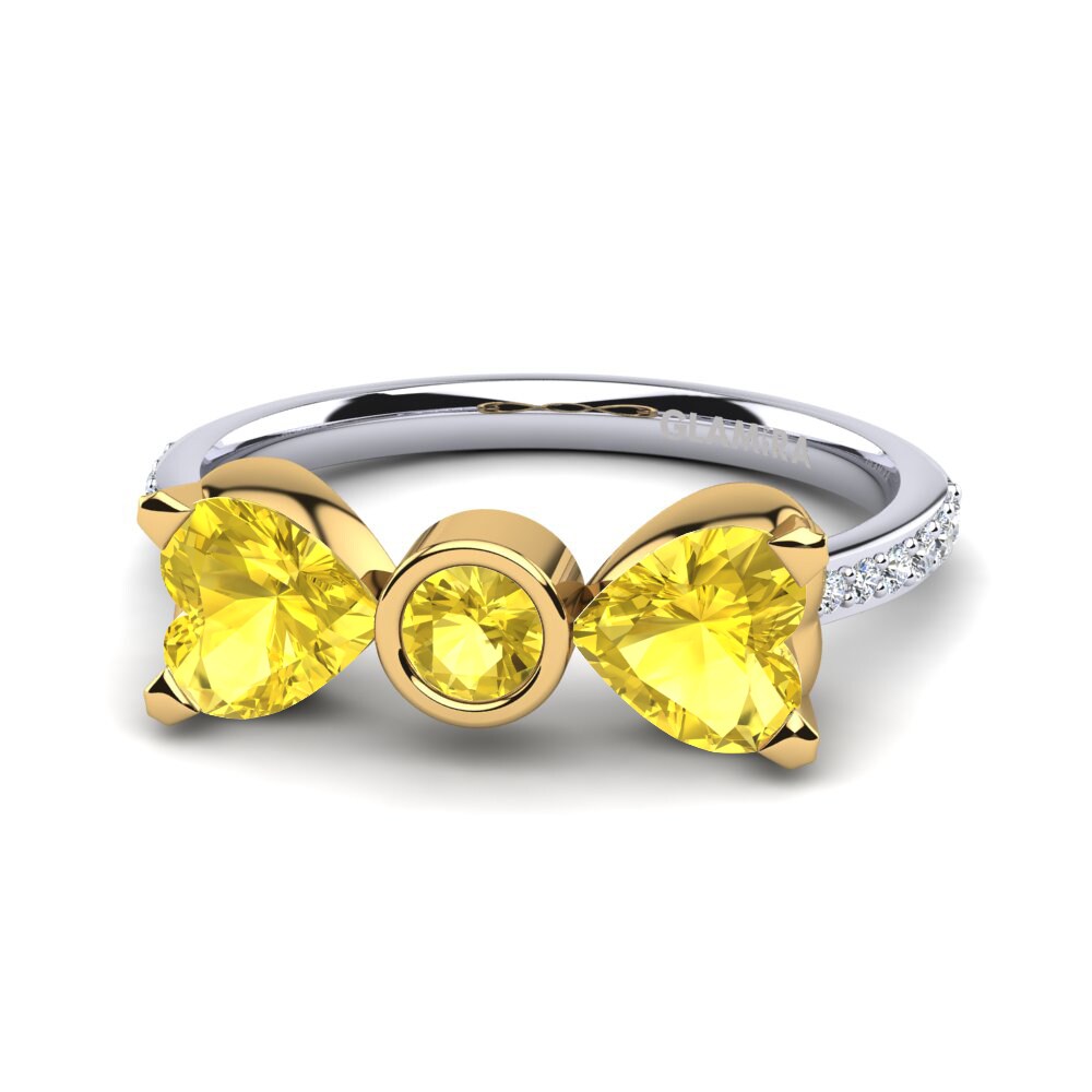 14ct White & Yellow Gold Yellow Sapphire Ring Paras