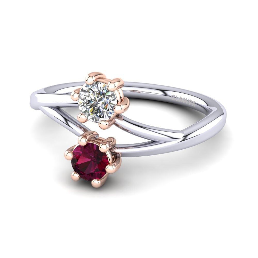14k Oro Blanco & Rosa Granate Rhodolite Anillo Patrisha