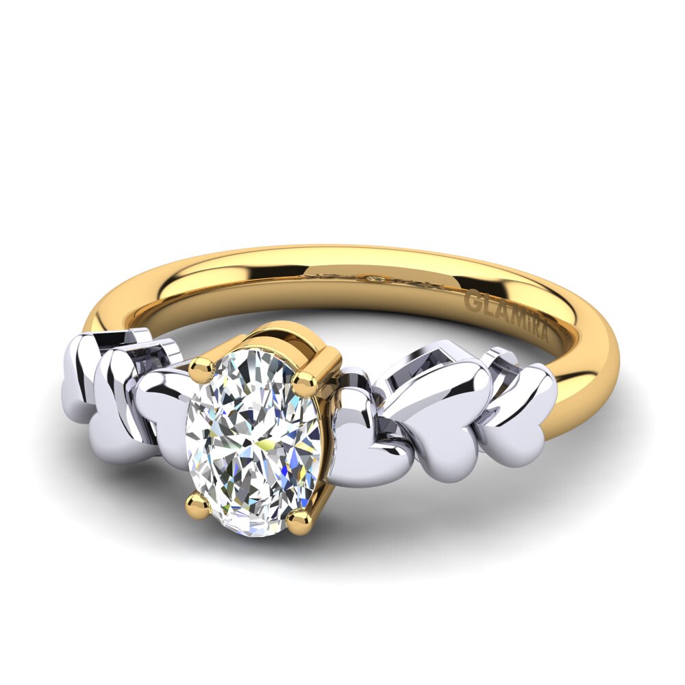 Vàng-Trắng 14K Đá Moissanite Nhẫn đính hôn Ponevus