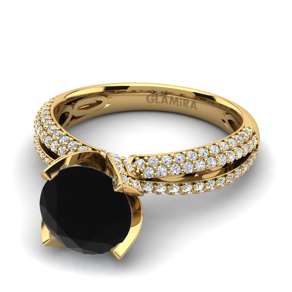 Ónix Negro Anillo de compromiso Queen 2.0 crt