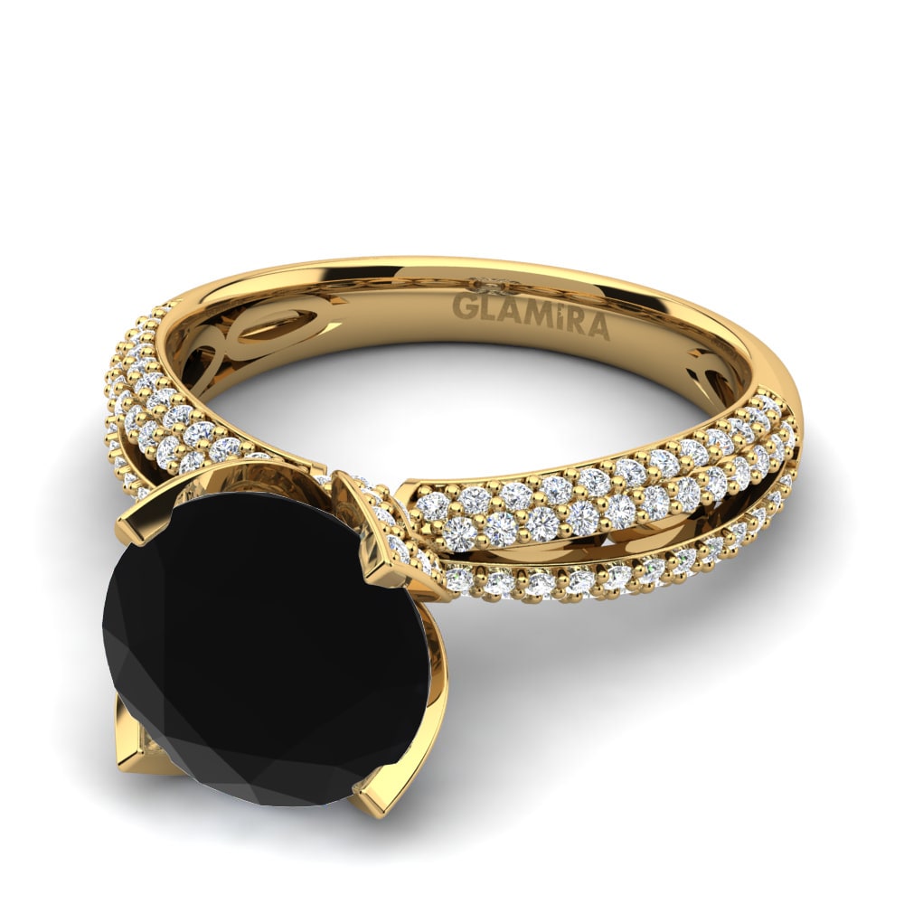 Ônix Negro Anel de Noivado Queen 3.0 crt