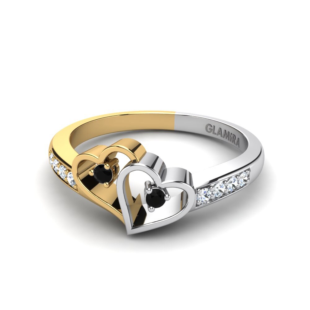 9ct White & Yellow Gold Black Onyx Ring Gaby