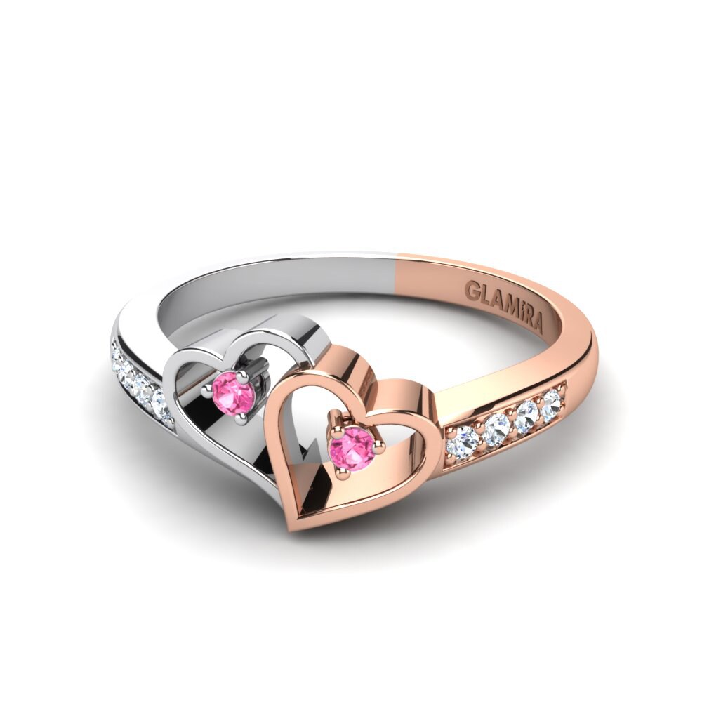 9ct Rose & White Gold Pink Tourmaline Ring Gaby