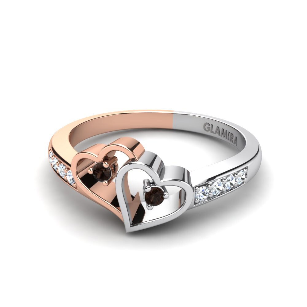 9ct White & Rose Gold Smoky Quartz Ring Gaby