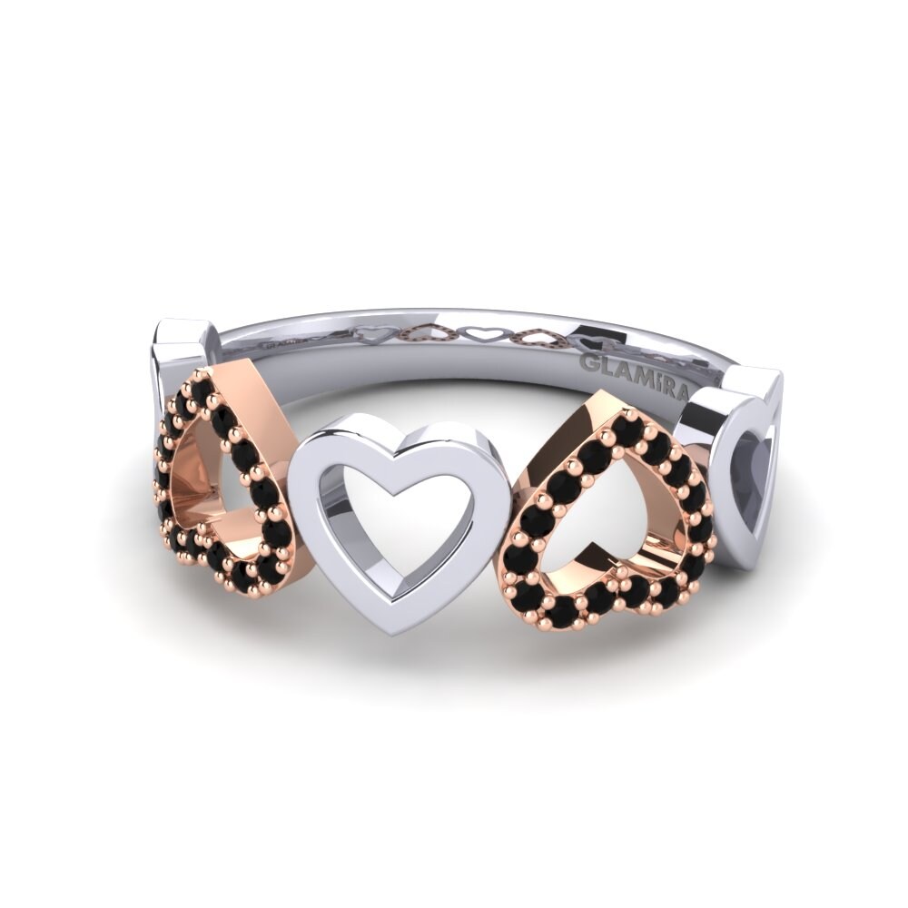 14ct White & Rose Gold Black Sapphire Ring Neroli