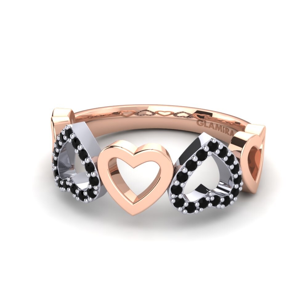 9ct Rose & White Gold Black Diamond Ring Neroli