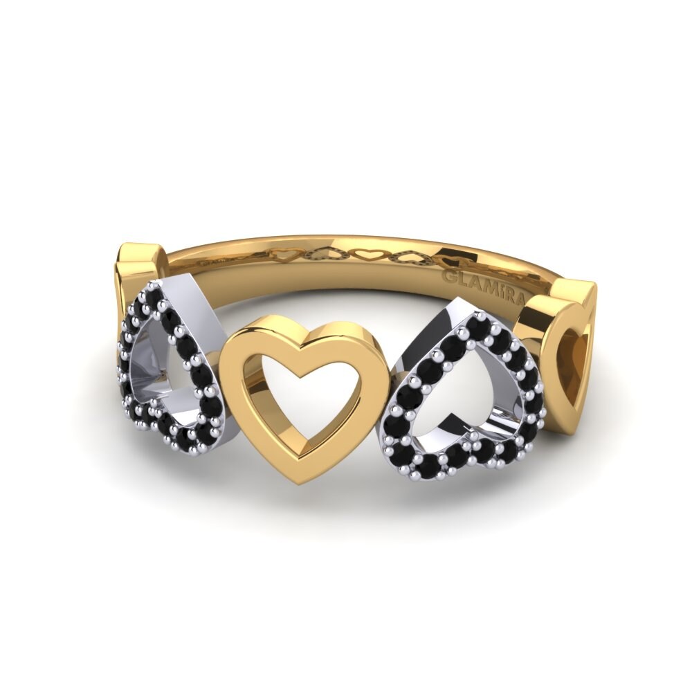 18ct Yellow & White Gold Black Diamond Ring Neroli
