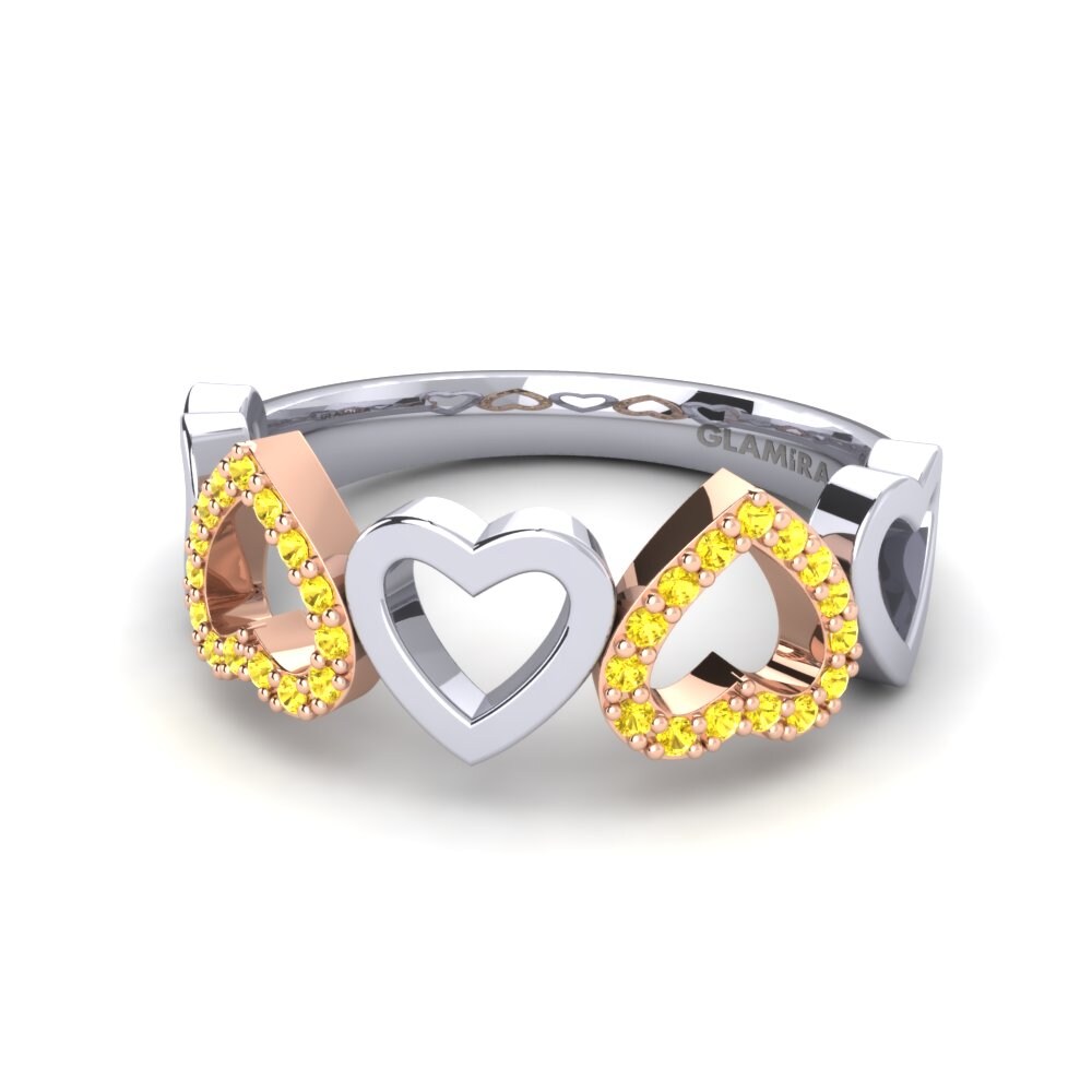 14ct White & Rose Gold Yellow Sapphire Ring Neroli