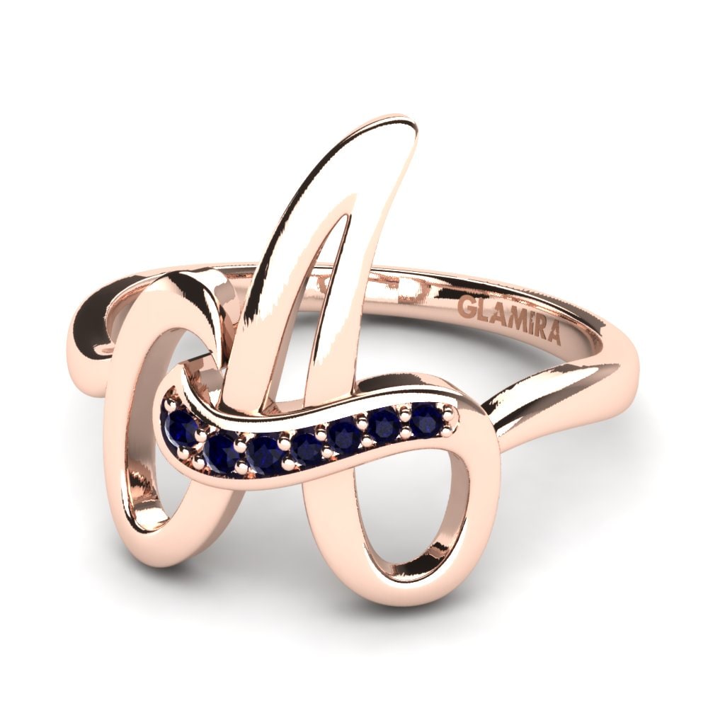 Rotgold 585 Saphir Initials Ringe A
