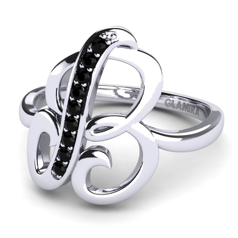 Rund Schwarzer Saphir Initials Ringe B