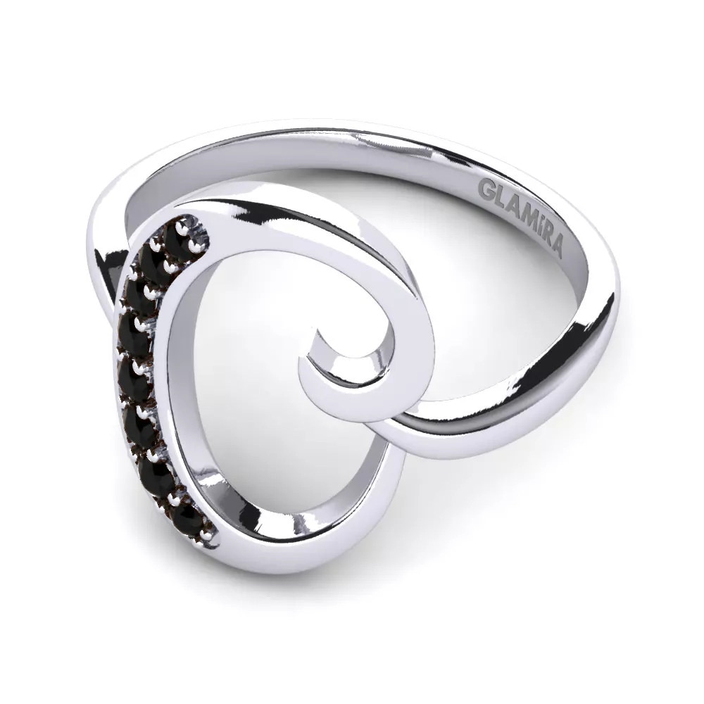 Rund Schwarzer Saphir Initials Ringe C