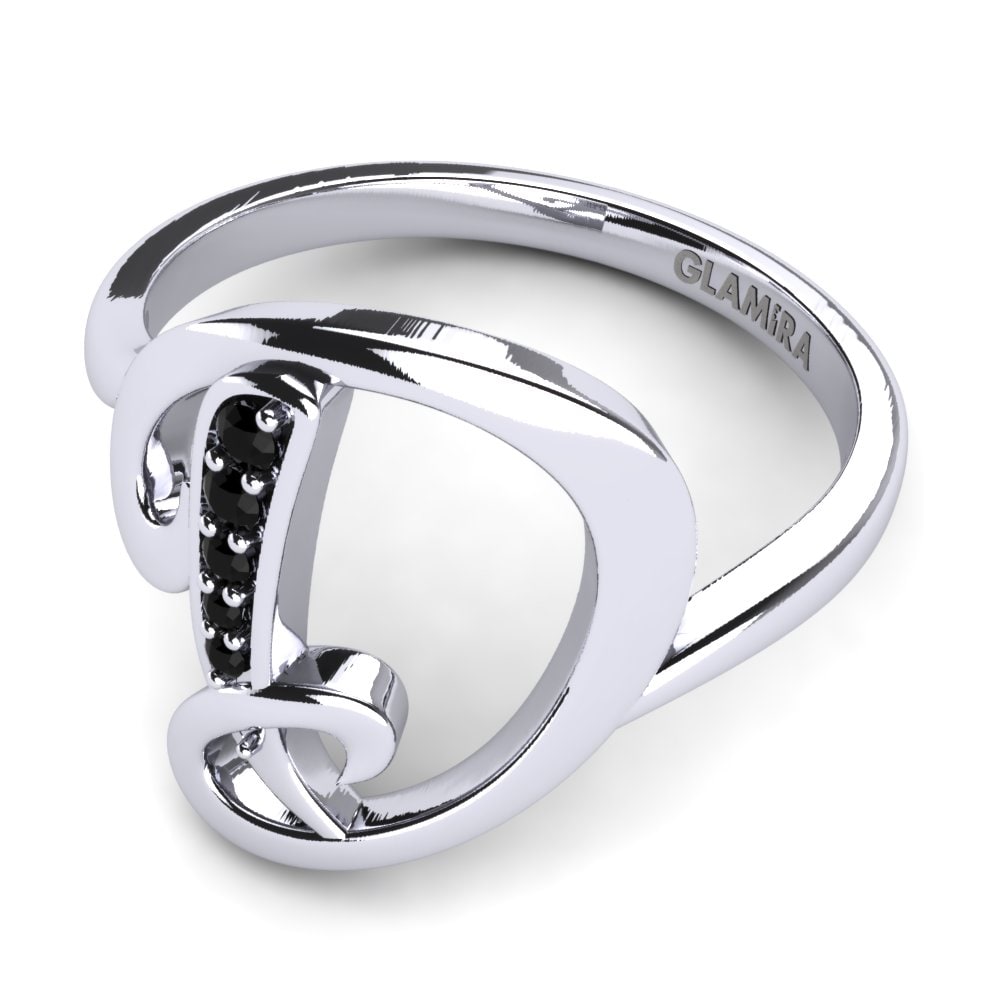 Rund Schwarzer Saphir Initials Ringe D