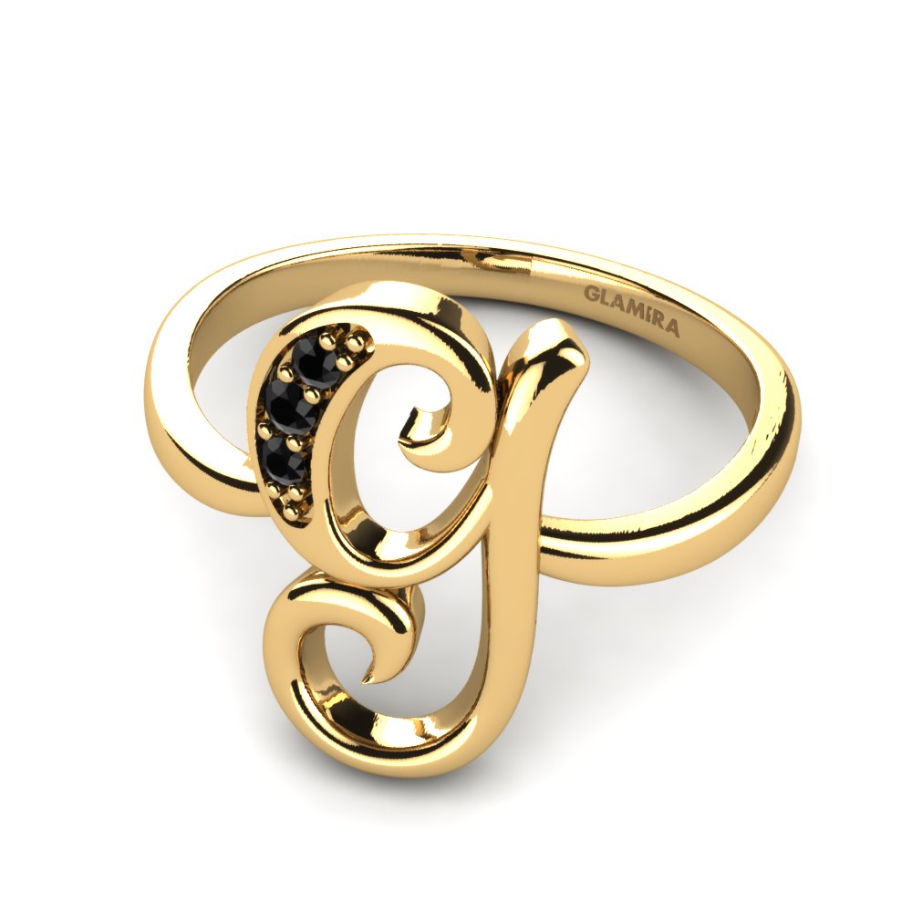 Rund Schwarzer Saphir Initials Ringe G