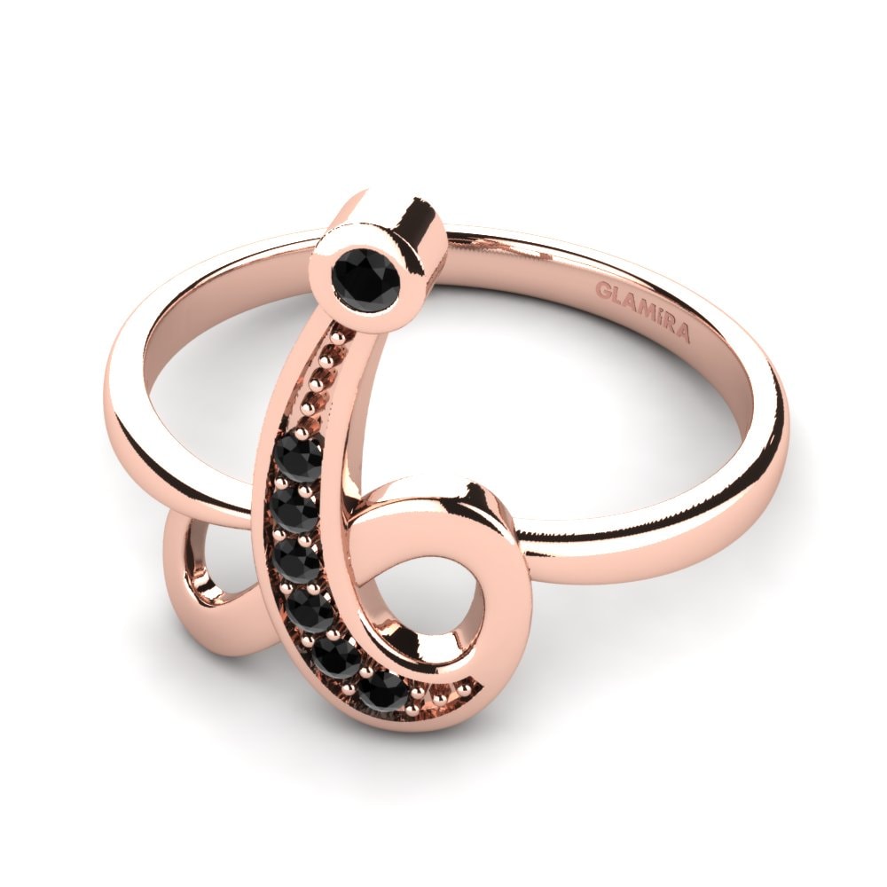Rund Schwarzer Saphir Initials Ringe I