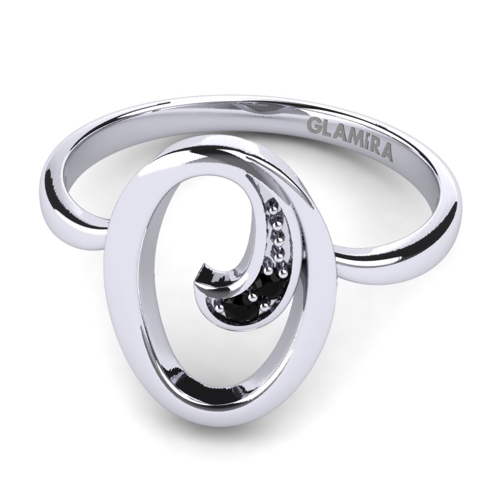 Rund Schwarzer Saphir Initials Ringe O