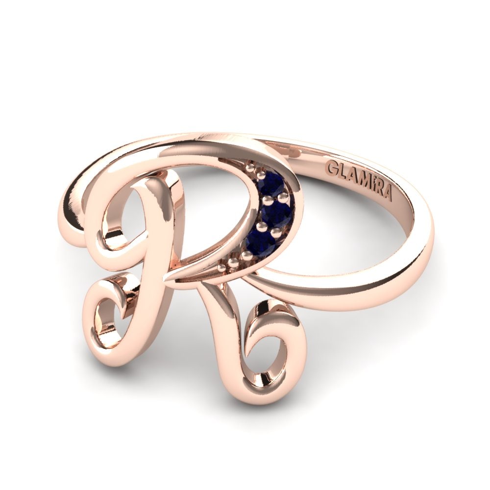 Rotgold 585 Saphir Initials Ringe R