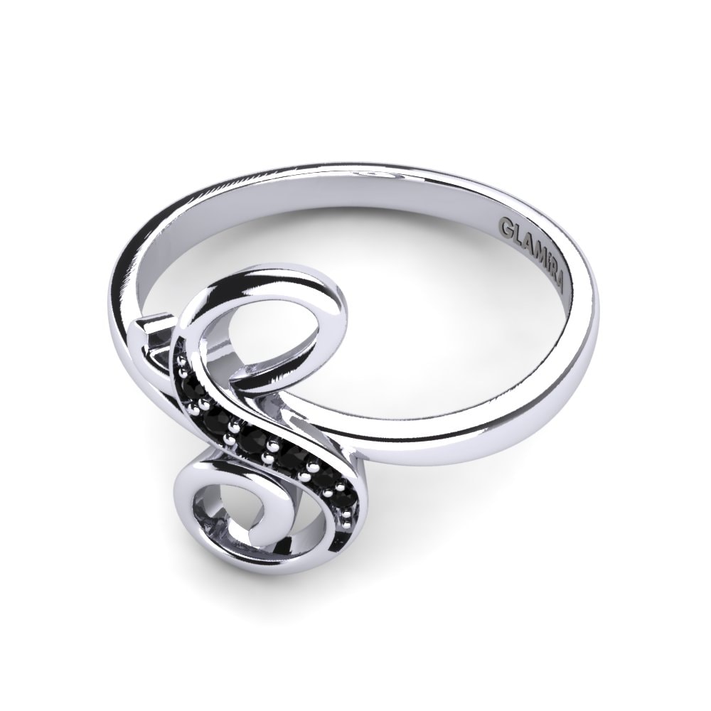 Rund Schwarzer Saphir Initials Ringe S