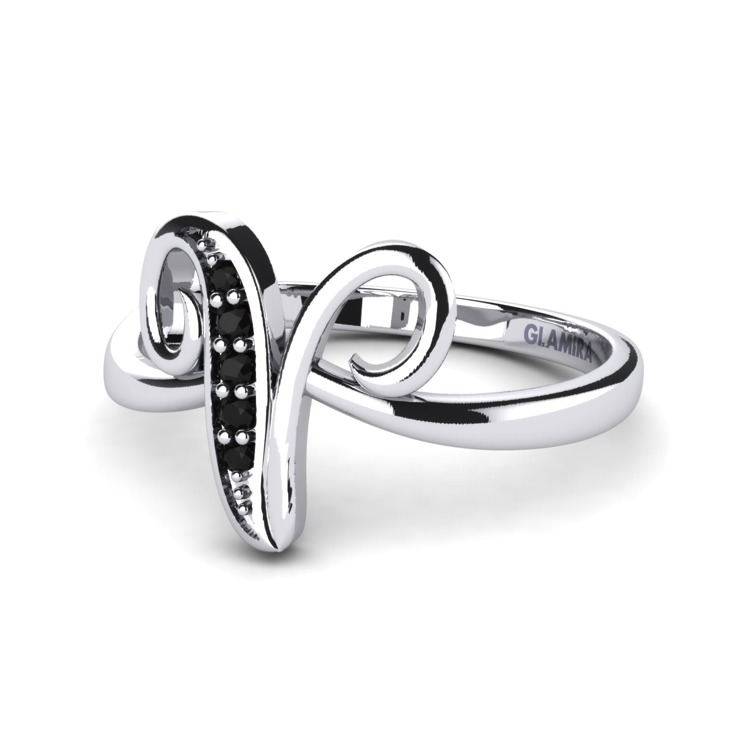 Rund Schwarzer Saphir Initials Ringe V