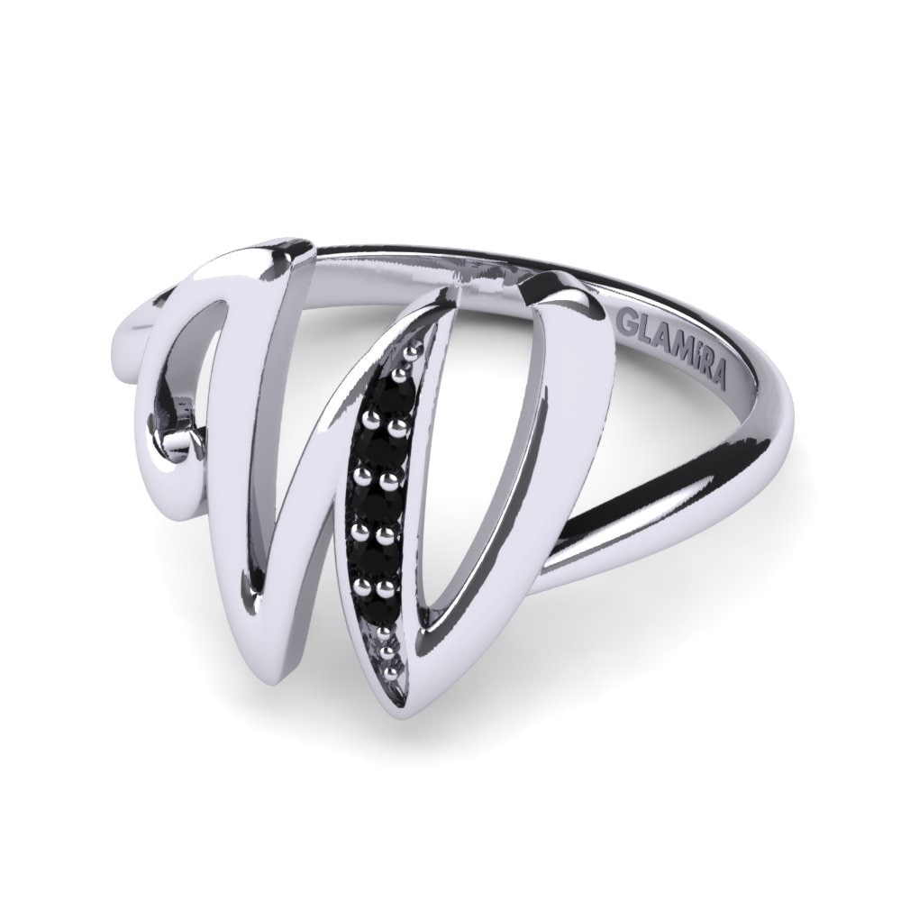 Rund Schwarzer Saphir Initials Ringe W