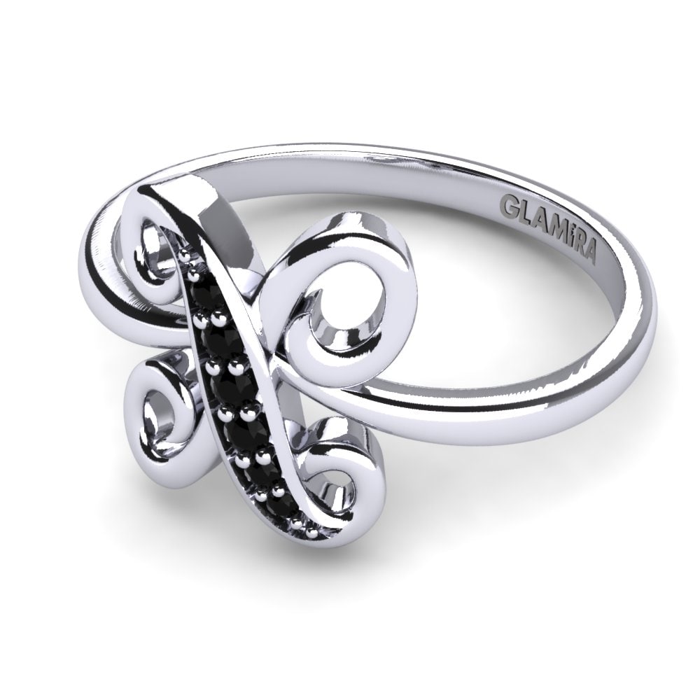 Rund Schwarzer Saphir Initials Ringe X