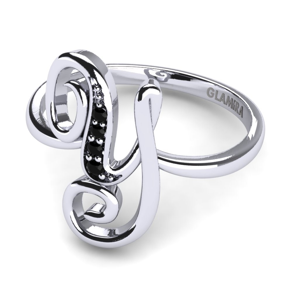 Rund Schwarzer Saphir Initials Ringe Y